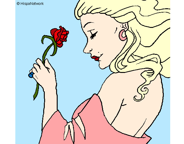 Dibujo Princesa con una rosa pintado por Amy-chan
