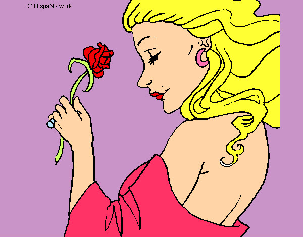 Dibujo Princesa con una rosa pintado por SUNSHINE