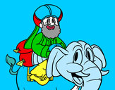 Dibujo Rey Baltasar en elefante pintado por vegetta777