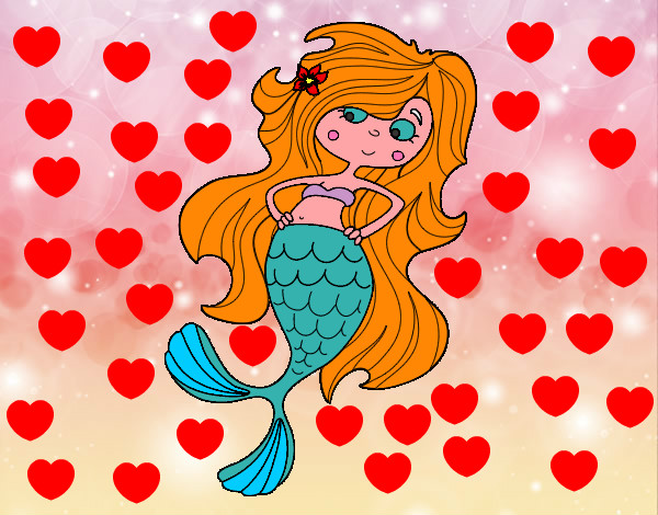 Dibujo Sirena con los brazos en la cardera pintado por sarantiago