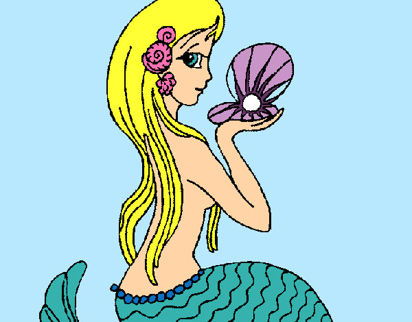 Dibujo Sirena y perla pintado por Caramelo43
