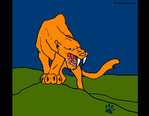Dibujo Tigre con afilados colmillos pintado por kittens 