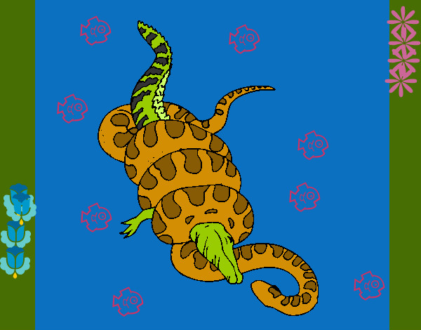 Dibujo Anaconda y caimán pintado por samuelag