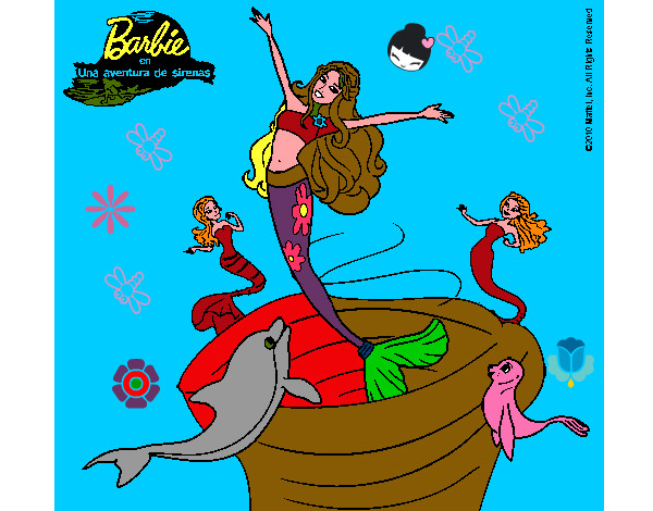 Dibujo Barbie sirena contenta pintado por Juliab