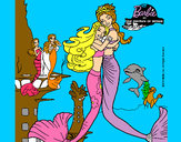 Dibujo Barbie sirena y la reina sirena pintado por sttefania