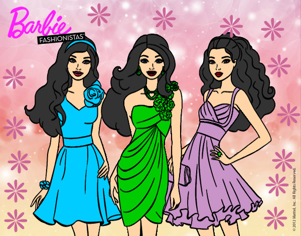 Dibujo Barbie y sus amigas vestidas de fiesta pintado por bianca1300