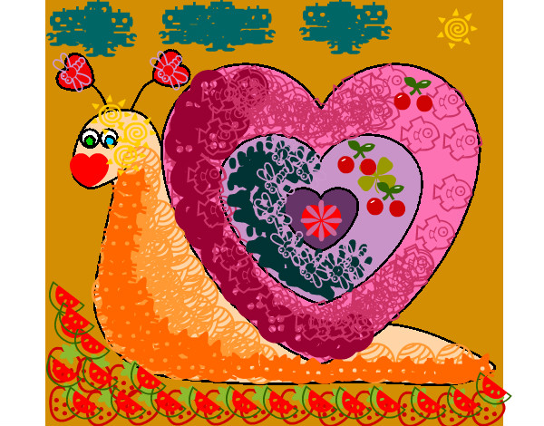 Dibujo Caracol corazón pintado por meliponce