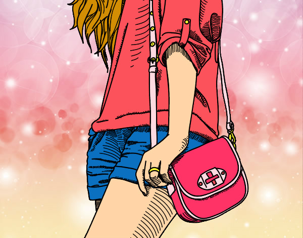 Dibujo Chica con bolso pintado por herlop