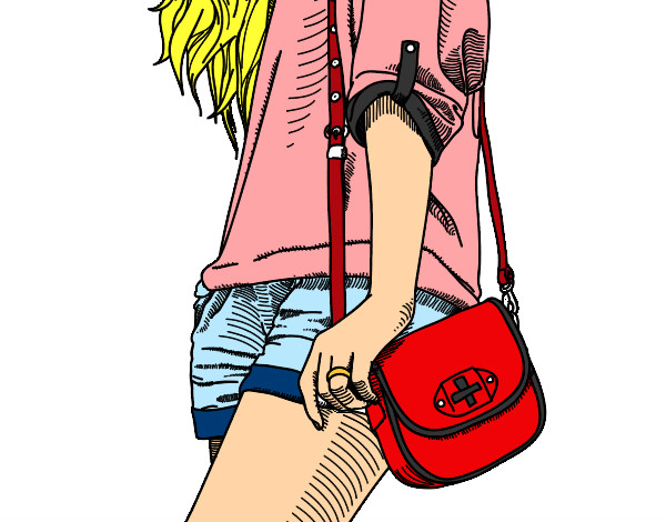 Dibujo Chica con bolso pintado por CARLYGUAY