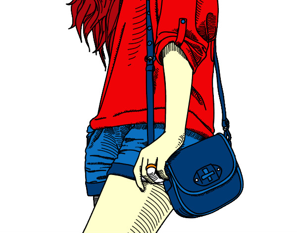 Dibujo Chica con bolso pintado por karen12398