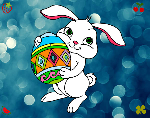 Dibujo Conejo con huevo de pascua pintado por videl44