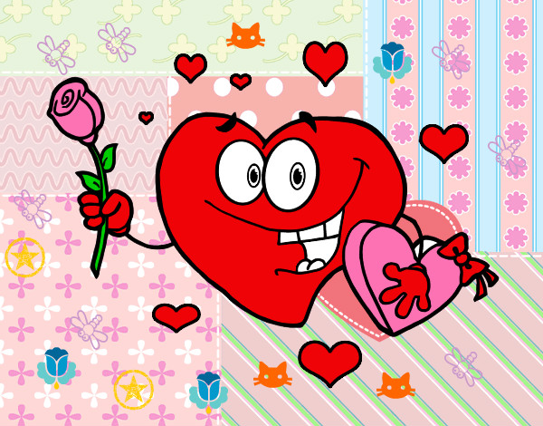 Dibujo Corazón con caja de bombones pintado por mica10