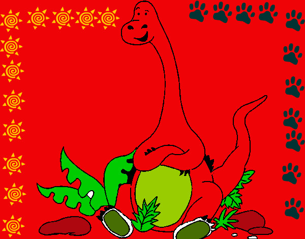 Dibujo Diplodocus sentado pintado por yoan