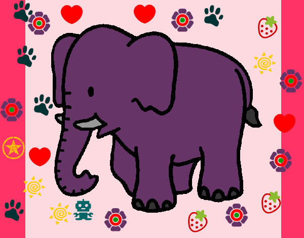 Dibujo Elefante bebe pintado por Merlu
