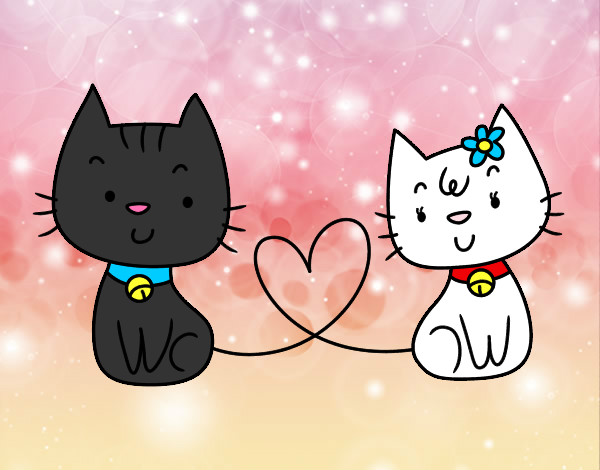 Dibujo Gatos enamorados pintado por nanchi
