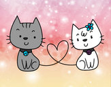 Dibujo Gatos enamorados pintado por peluzina