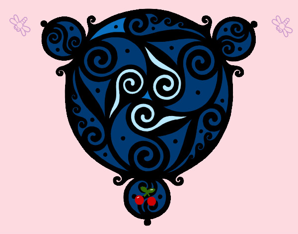 Dibujo Mandala con tres puntas pintado por gabiselene