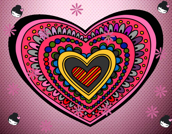 Dibujo Mandala corazón pintado por Male10