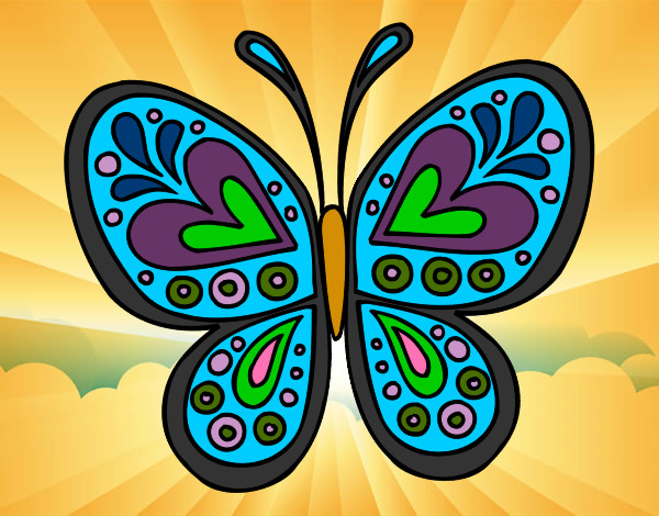 Dibujo Mandala mariposa pintado por balbi