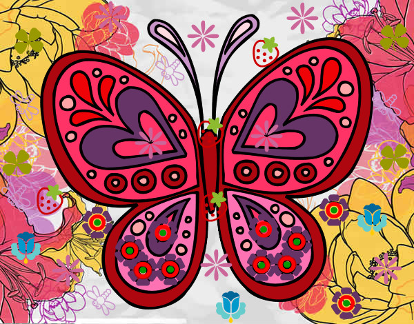 Dibujo Mandala mariposa pintado por nahiarandr