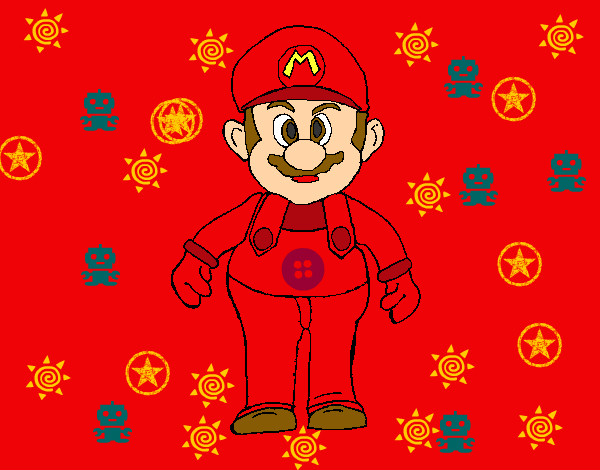 Dibujo Mario pintado por nahiarandr