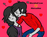 Dibujo Marshall Lee y Marceline pintado por PFlama