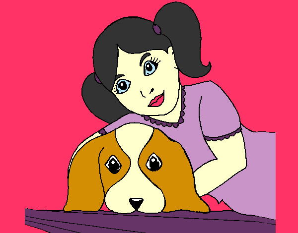 Dibujo Niña abrazando a su perro pintado por karen12398