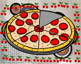 Dibujo Pizza de pepperoni pintado por jeff