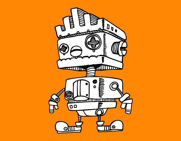 Dibujo Robot con cresta pintado por yoan