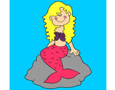 Dibujo Sirena sentada en una roca pintado por ferchis13