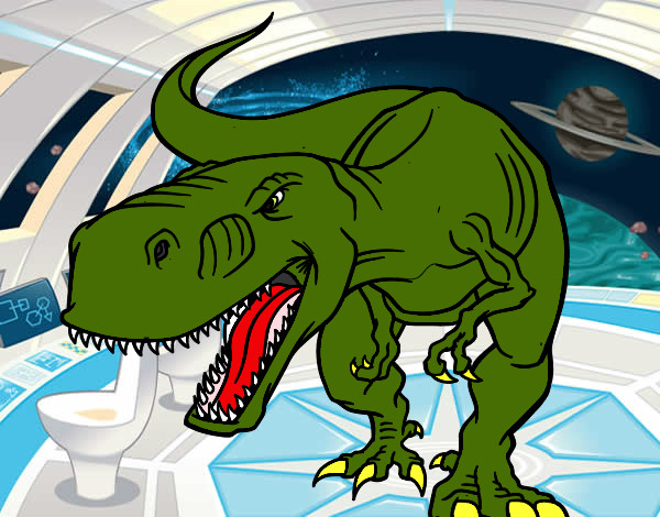 Dibujo Tiranosaurio Rex enfadado pintado por ChicoXD