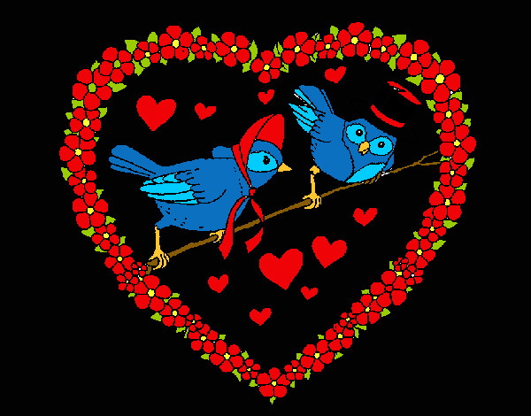Corazón con pájaros