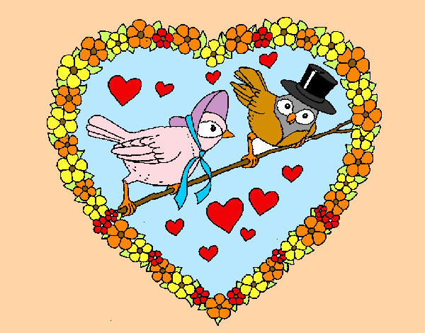 Dibujo Corazón con pájaros pintado por Elita1