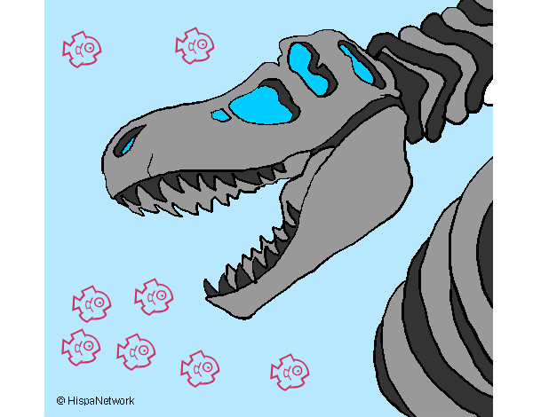 Dibujo Esqueleto tiranosaurio rex pintado por lion26