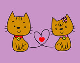 Dibujo Gatos enamorados pintado por daliacanto