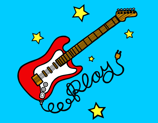 Dibujo Guitarra y estrellas pintado por azu9