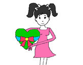 Dibujo Jovencita corazón pintado por frankeli