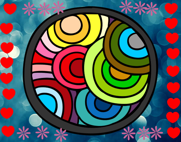 Dibujo Mandala circular pintado por mkmjmi