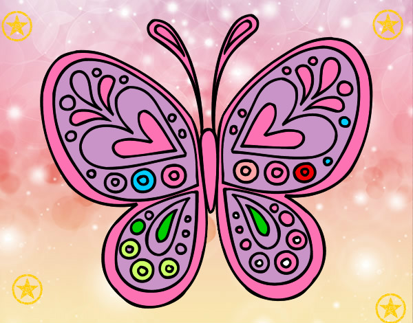 Dibujo Mandala mariposa pintado por mkmjmi