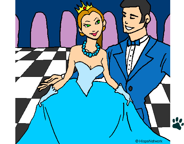 Dibujo Princesa y príncipe en el baile pintado por ZULA