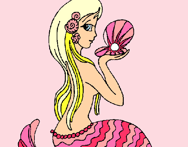 Dibujo Sirena y perla pintado por guadicrap