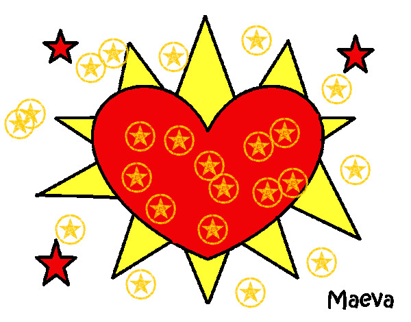 Dibujo Sol en forma de corazón pintado por aleapm