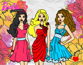 Dibujo Barbie y sus amigas vestidas de fiesta pintado por andre09