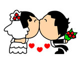Dibujo Beso de recién casados pintado por caryto