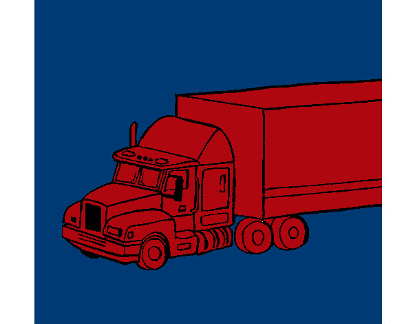 Dibujo Camión tráiler pintado por cayo