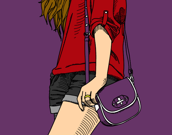 Dibujo Chica con bolso pintado por luzdavina