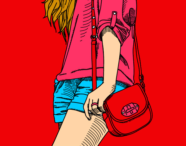 Dibujo Chica con bolso pintado por rihanna-