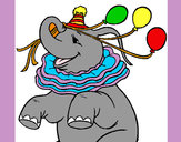 Dibujo Elefante con 3 globos pintado por cayo