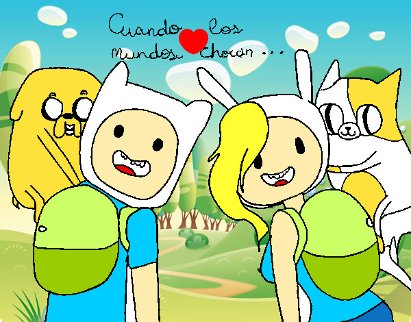 Dibujo Finn y Jake con Fionna y Cake pintado por azmi