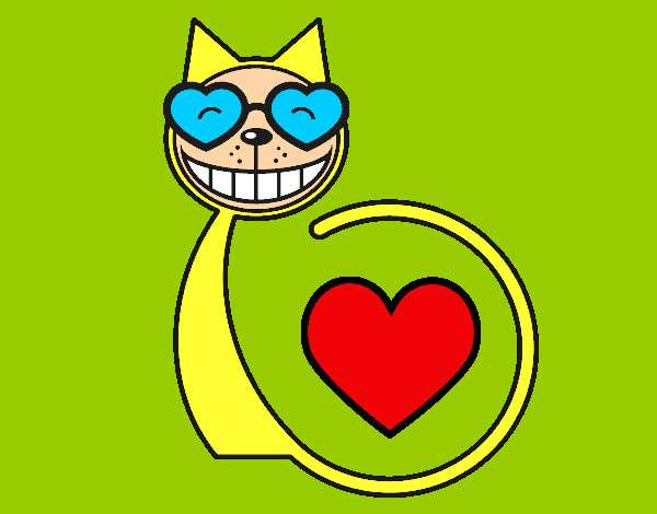 Dibujo Gato amor pintado por caryto